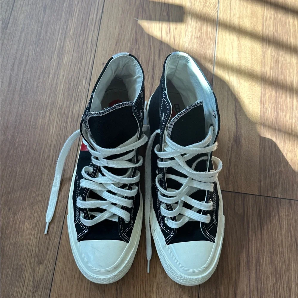 Converse x Comme des Garcons Black‎ and Red High-Top Sneakers - Picture 2 of 5